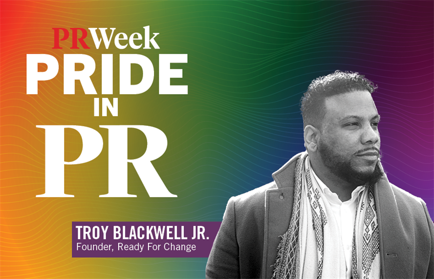 Pride in PR logo with headshot of Troy Blackwell Jr.