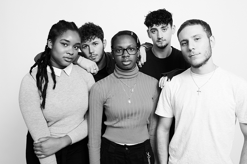 The first intake: Maya Egbo, Lucas Green, Caroline Akintunde, Jay Young and Adam Savva