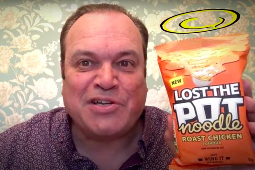 Shaun Williamson prepares Lost the Pot noodles for a date