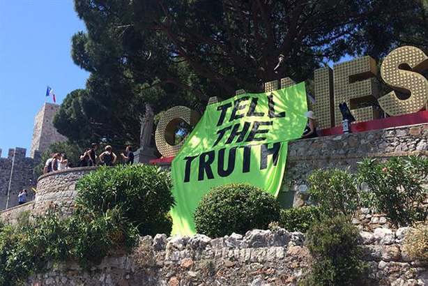 Extinction Rebellion staged a protest at Cannes Lions last month