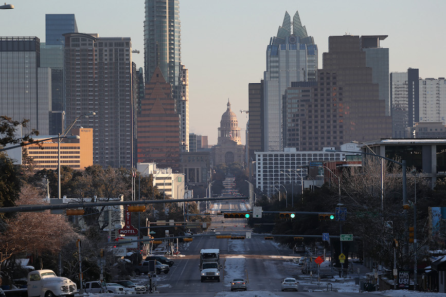 Austin was one of the cities in Texas facing unusual winter storms this week. (Photo credit: Getty Images).