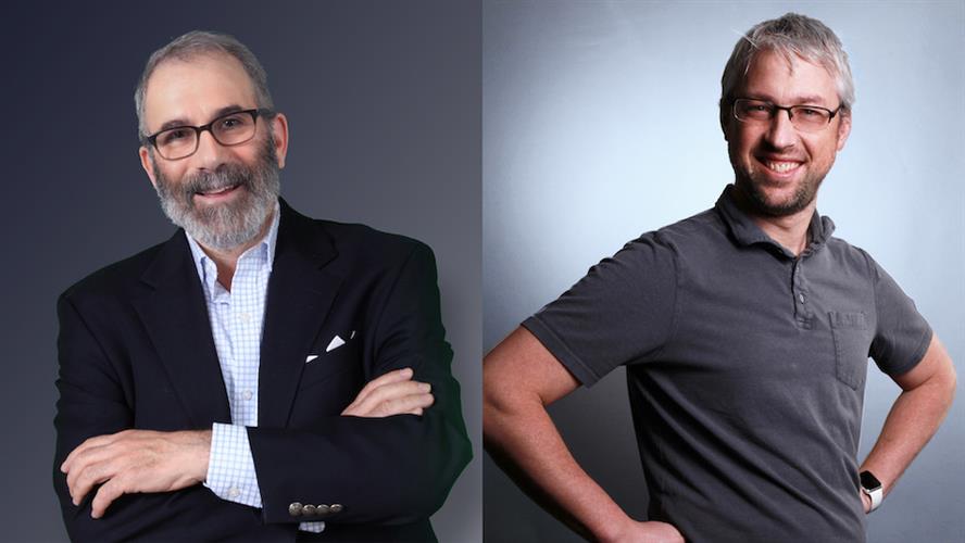 Headshots of Finn Partners executives Gil Bashe and Noah Finn. 