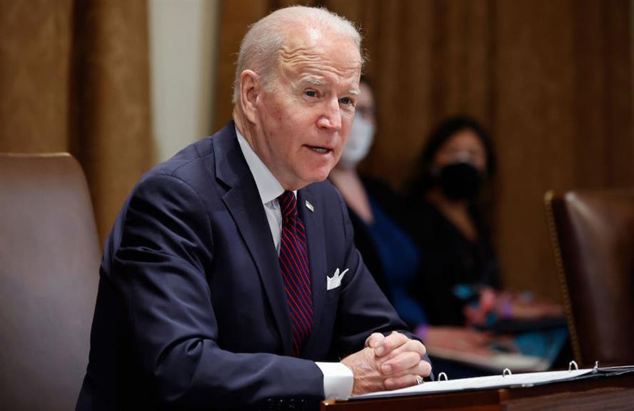 Stock image of president joe biden at a cabinet meeting.