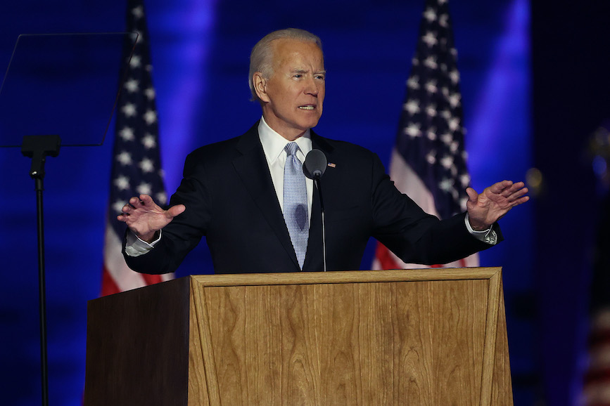 President-elect Joe Biden addressed supporters and the nation on Saturday night. (Photo credit: Getty Images).