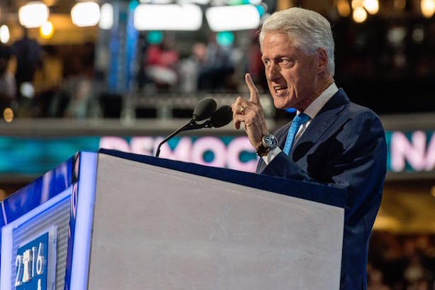 Former President Bill Clinton speaks at the Democratic National Convention on Tuesday. (Image via the convention's Facebook page). 