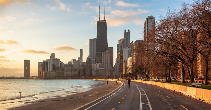 Stock art of a bike lane in chicago