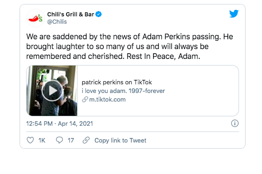 Chili S Pays Tribute To Vine Star And Welcome To Chili S Meme Creator Adam Perkins Pr Week
