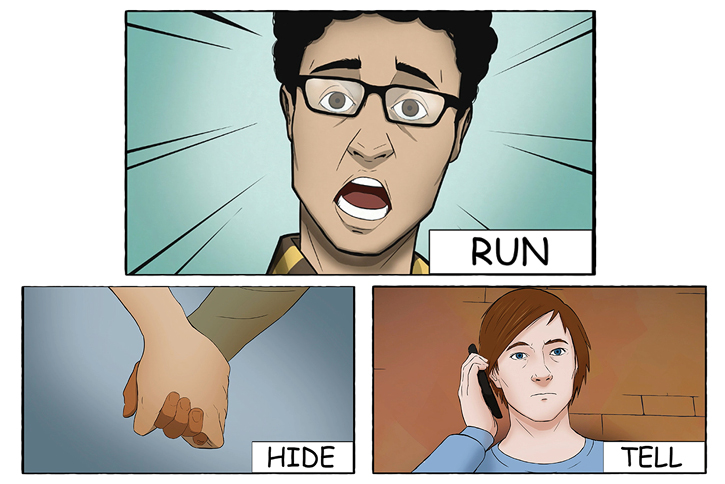 Run,Hide,Tell: The animation is designed to be part of a lesson plan for schools and youth organisations
