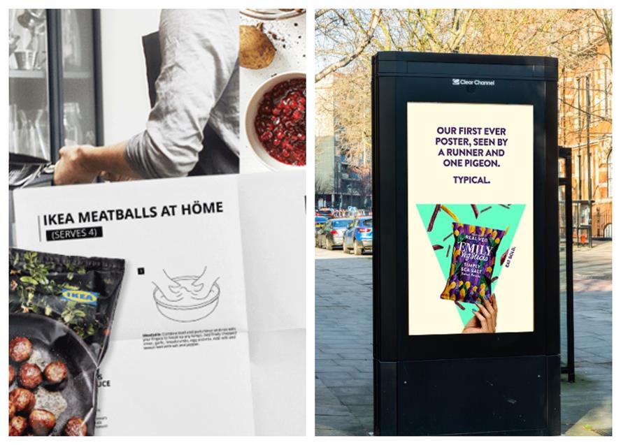 Fun tone: recent campaigns for Ikea (left) and snack brand Emily