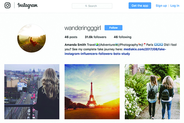 Mediakix secured brand sponsorship deals for fictitious influencer 'wanderinggirl'