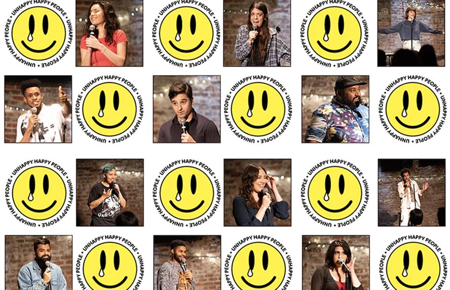 Screenshot from the Unhappy Happy People campaign