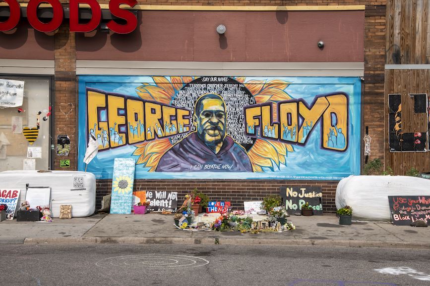 A memorial to George Floyd outside Cup Foods in Minneapolis. (Photo credit: Getty Images).