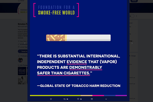 An example of content on the Foundation for a Smoke-Free World's website
