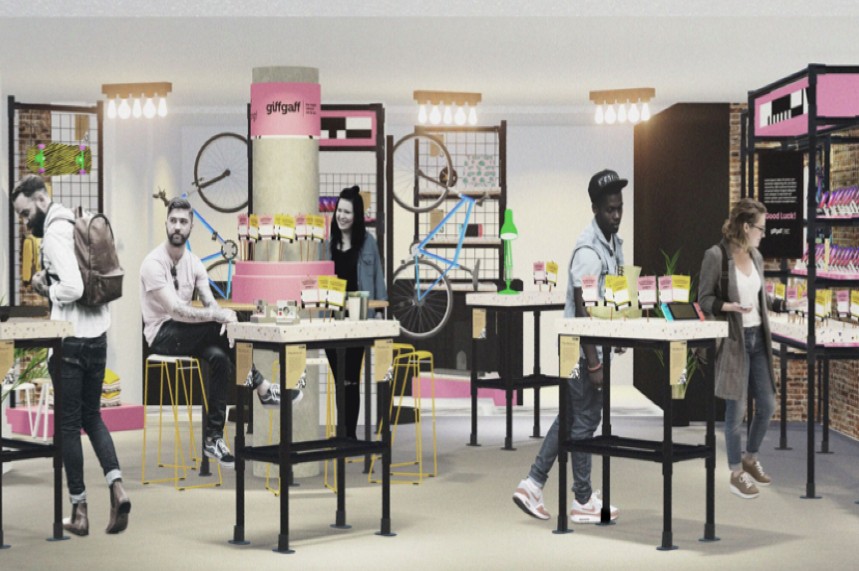 The Giffgaff pop-up shop in Seven Dials, Covent Garden