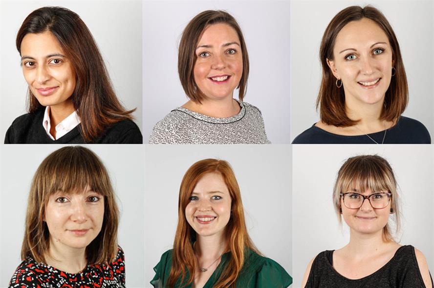 Clockwise, from bottom left: Kathryn Sparrow, Ekta Rohra, Helen Rae, Lucy Harris, Amy Turner, Chrissie Hannah
