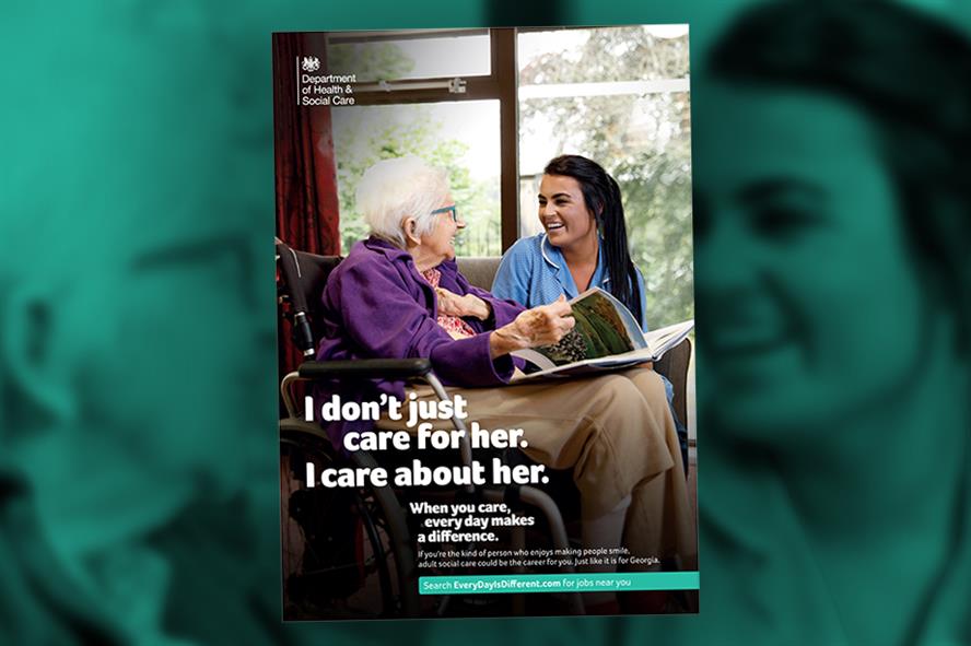 One of the posters used in the DHSC's adult social care campaign