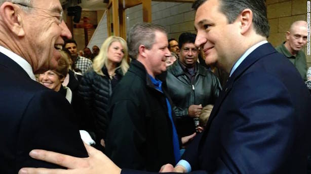 Ted Cruz meets with caucus-goers in Iowa. (Image via the CNN Politics Facebook page).