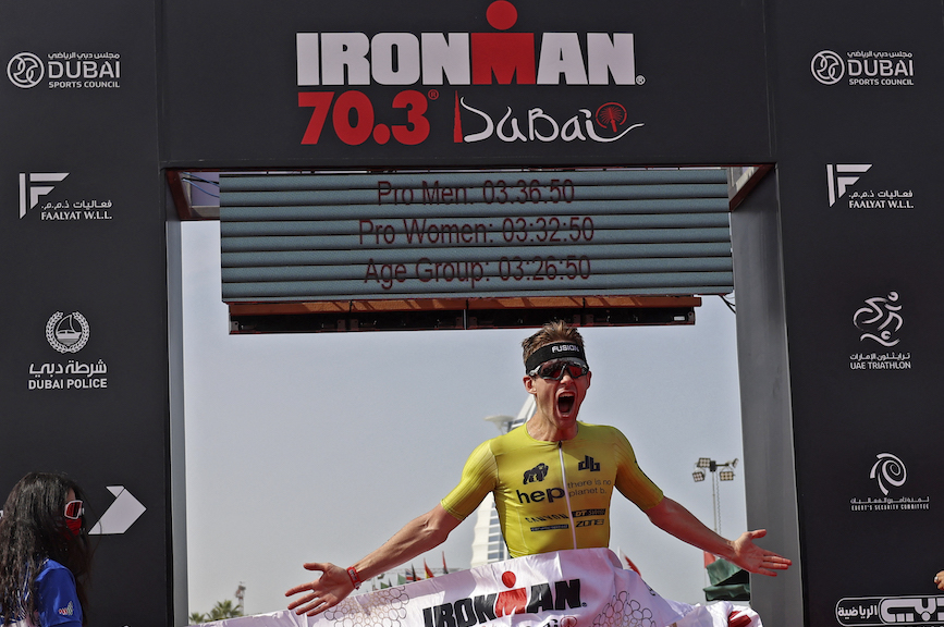 The Ironman 70.3 Dubai 2021 race this month. (Photo credit: Getty Images).