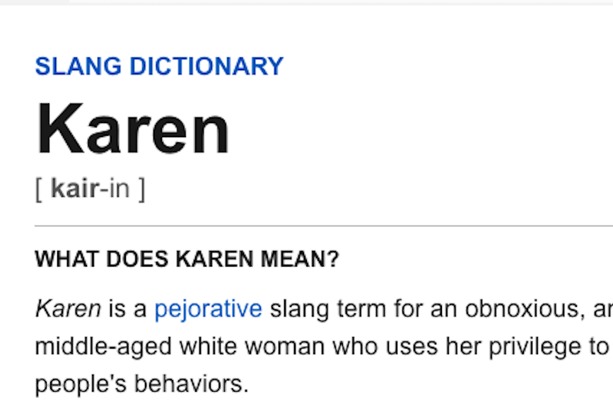 what does karen mean in todays lingo