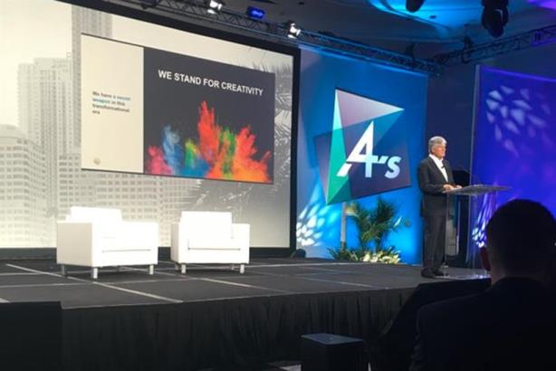 Publicis CEO Maurice Levy speaking at the 4A's Conference in Miami this month. 