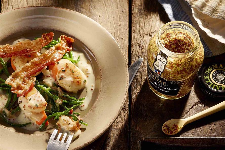 Influencer creation: sauteed scallops with Maille mustard created by Bibendum