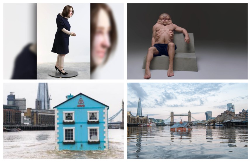 (Clockwise from top left) 'Emma' (2019), 'Meet Graham' (2016), 'Sinking House' (2019), 'Floating House' (2015)