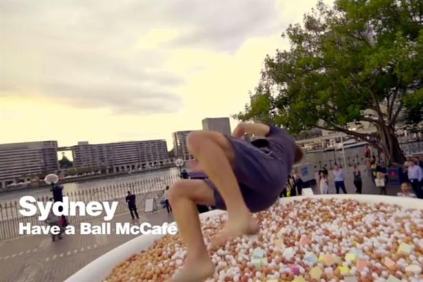 The campaign included a giant ball pit shaped like a coffee cup in Sydney. 