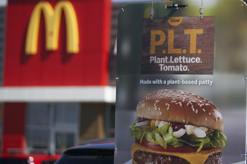 McDonald's tested a plant-based burger in Ontario last year with more creative branding than "McPlant." (Photo credit: Getty Images).