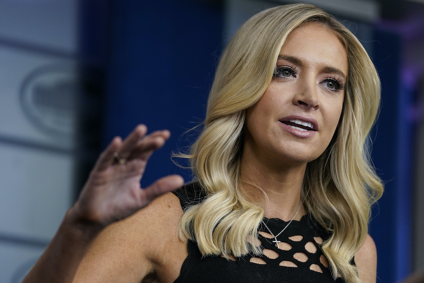 White House Press Secretary Kayleigh McEnany briefs reporters last Thursday. (Photo credit: Getty Images)