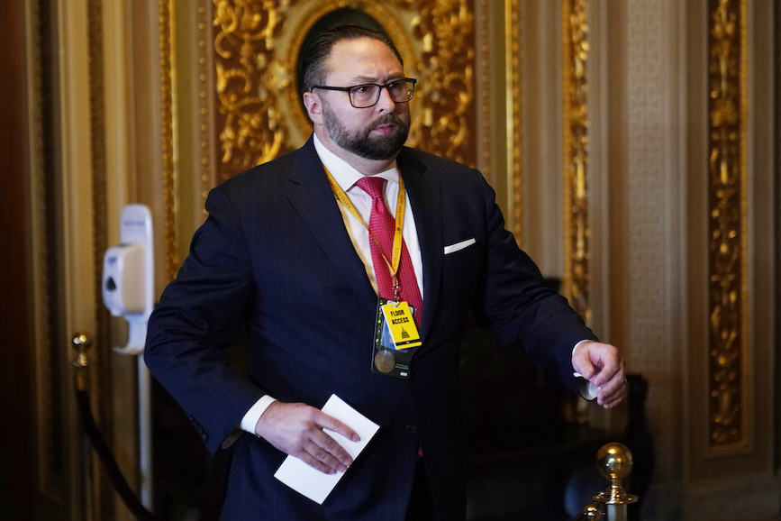 Miller at Trump's second impeachment trial in February. (Photo credit: Getty Images). 