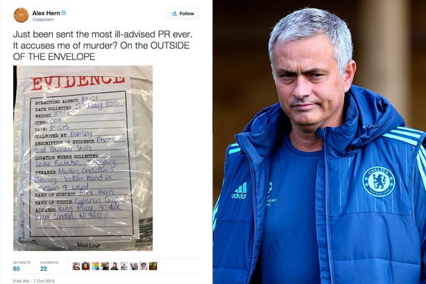 Any connection? Ill-advised PR (left) and Jose Mourinho (Mourinho picture credit: Jordan Mansfield/Getty Images)