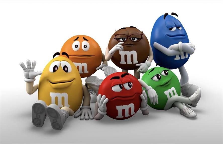 The redesigned M&M’s mascot characters
