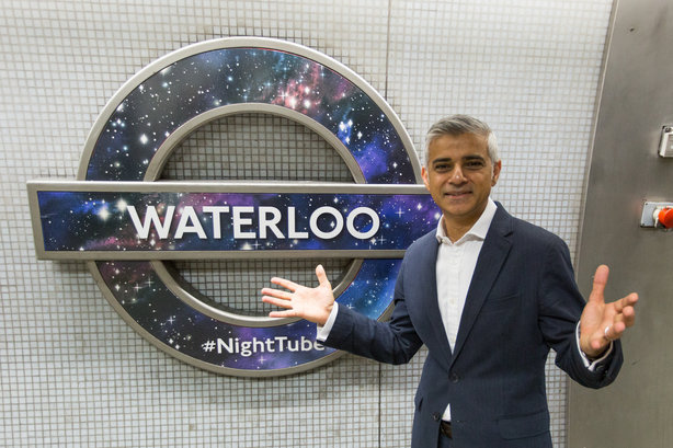 Sadiq Khan, the mayor of London, unveils the 'Night Tube', a project TfL's interns have worked on in recent years (©TfL)