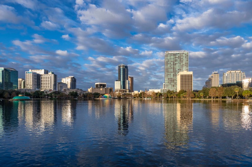 Orlando's Lake Eola and the city skyline (Photo by John Greim/LightRocket via Getty Images)