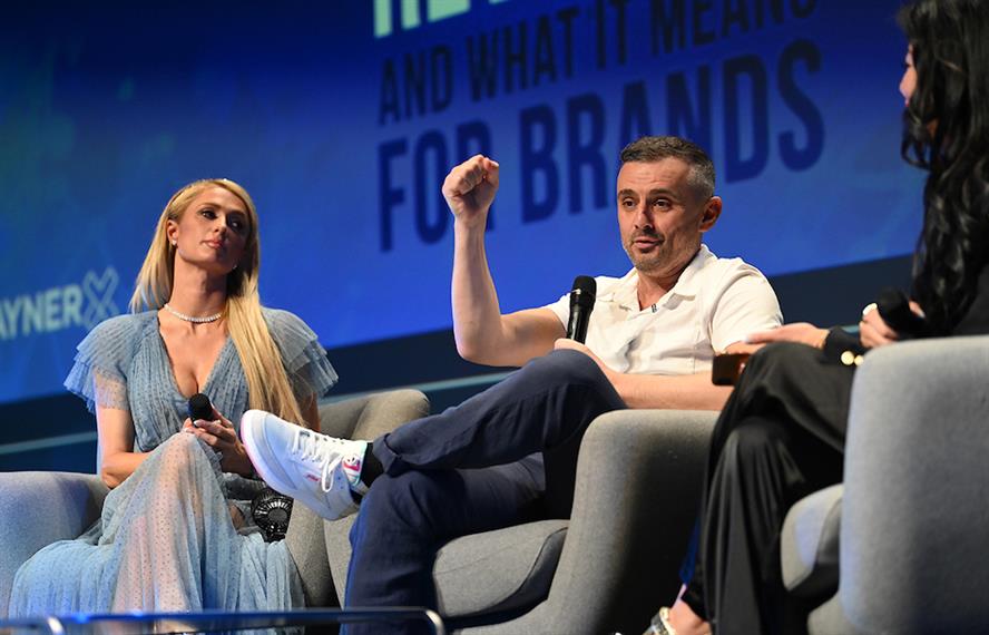 Gary Vaynerchuk discusses NFTs with Paris Hilton at the Cannes Lions Festival of Creativity this year. Photo: Getty Images