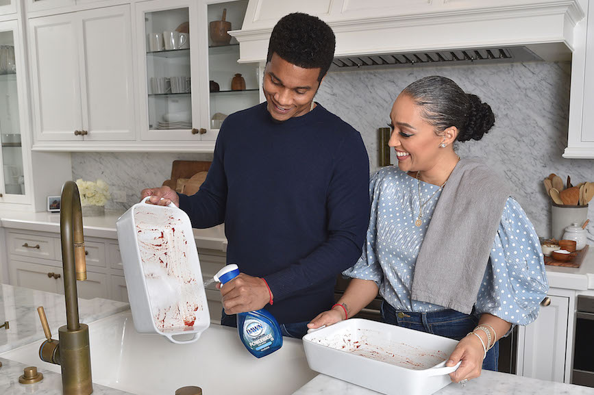Pitching in: Actors and real-life couple Cory Hardrict and Tia Mowry-Hardric. 