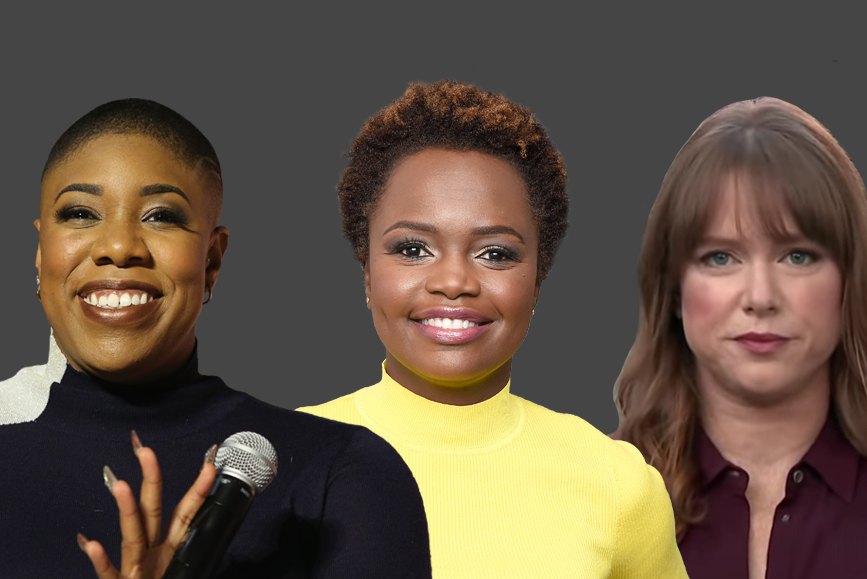 (L-R, Symone Sanders, Karine Jean-Pierre, Kate Bedingfield)