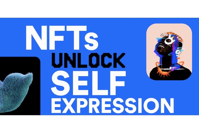Ad for NFTs reading NFTs unlock self expression