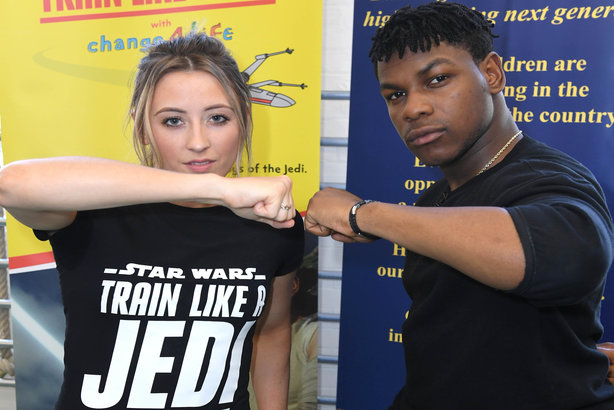 Jade Jones, double Olympic gold taekwondo champion, with John Boyega, who plays Finn in the Star Wars films (Pic credit: Doug Peters/PA Wire)
