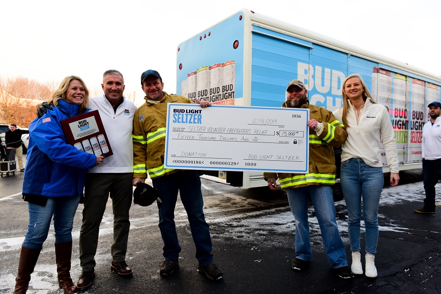 Bud Light made a donation to Seltzer's volunteer firefighting company.