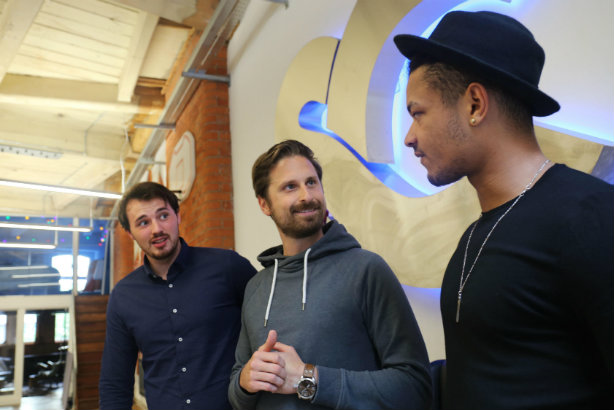 Social Chain: Founders Dominic McGregor (l) and Steven Bartlett (r) with Germany MD Matthias Schmid