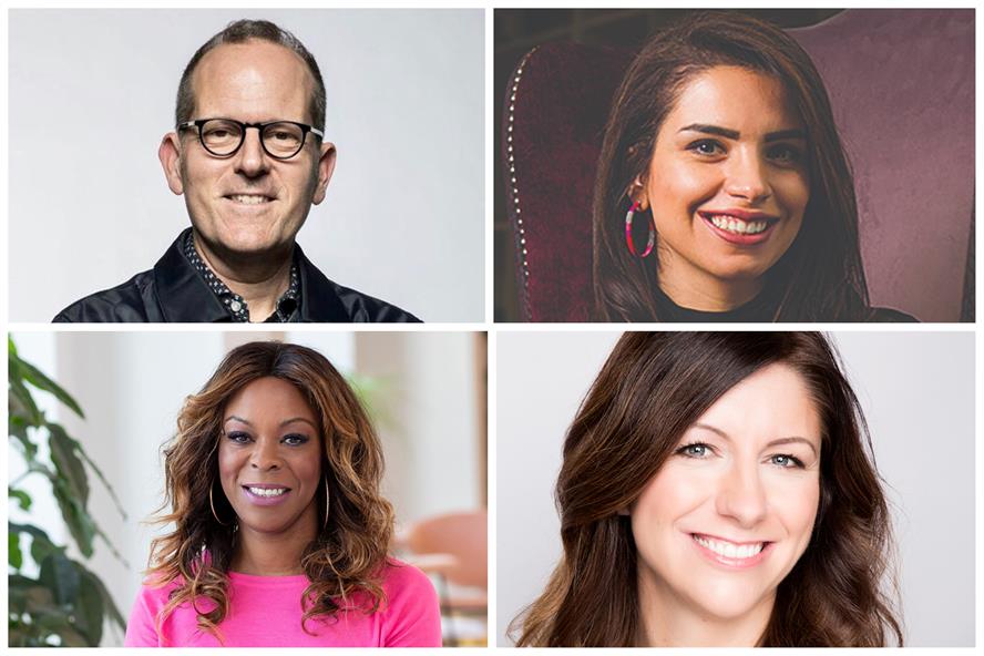 Top speakers (clockwise from top left): Corey duBrowa (Google/Alphabet), Amina Taher (Etihad), Christine Heffernan (Tesco) and Effie Kanyua (Hearst UK)