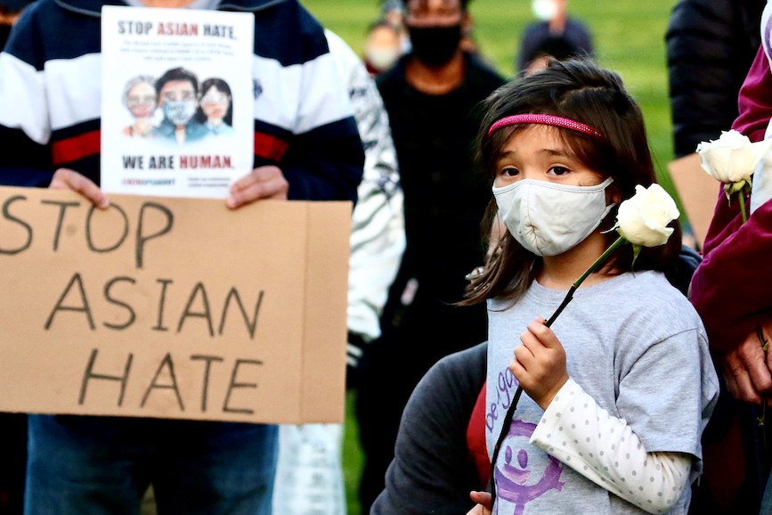 A Stop Asian Hate candlelight vigil in Los Angeles County, California. (Photo credit: Getty Images). 