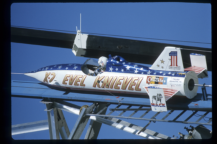Evel Knievel's rocket on the launch pad at Snake River Canyon, September 8, 1974. Getty Images.