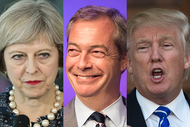 May: in a 'no-win' situation over Farage and Trump (©Sean Gallup/Matt Cardy/Drew Angerer/Getty Images)