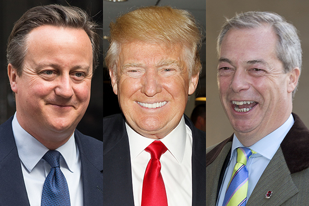 The election results in the UK and US have eluded pollsters (pic credits: Cameron: James Gourley/REX/Shutterstock, Trump: Allocca/Starpix/REX/Shutterstock, Farage: Isabel Infantes/REX/Shutterstock)