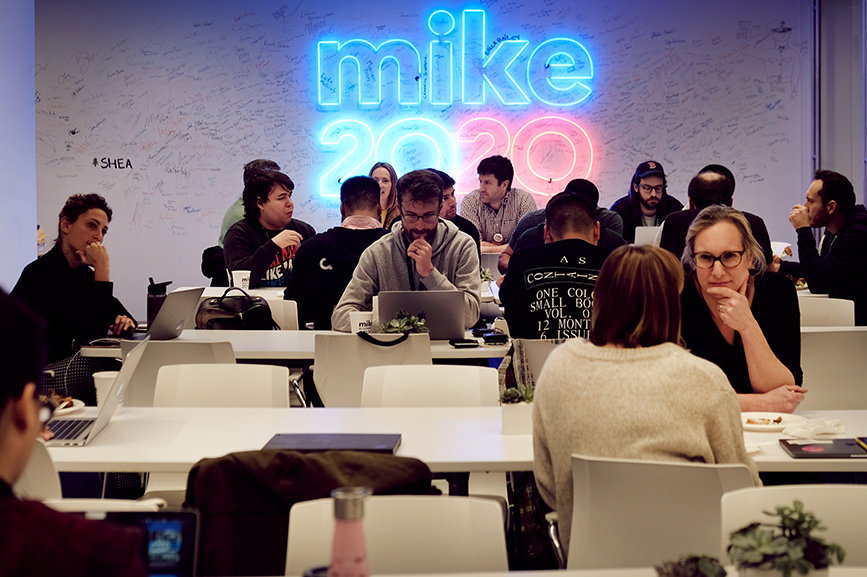 Staffers work in former Democratic Presidential Candidate Mike Bloomberg’s campaign headquarters in Manhattan. Getty Images