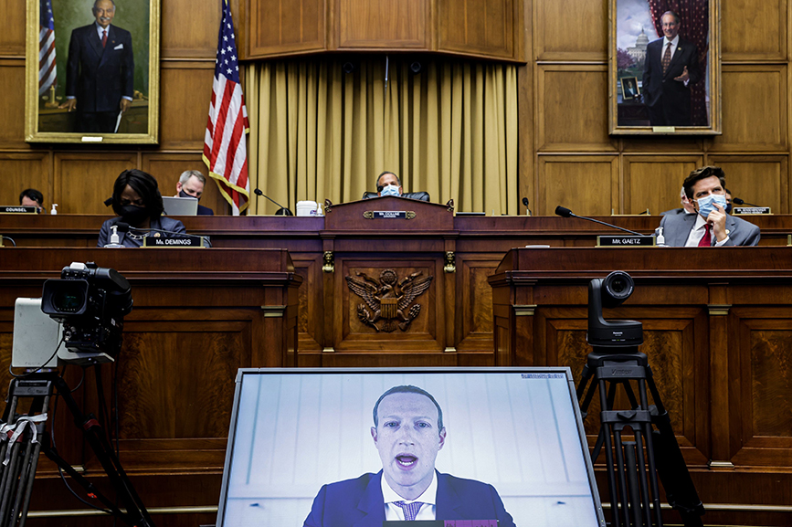 Facebook CEO Mark Zuckerberg testifies before the House Judiciary Subcommittee on Antitrust, Commercial and Administrative Law. Getty Images