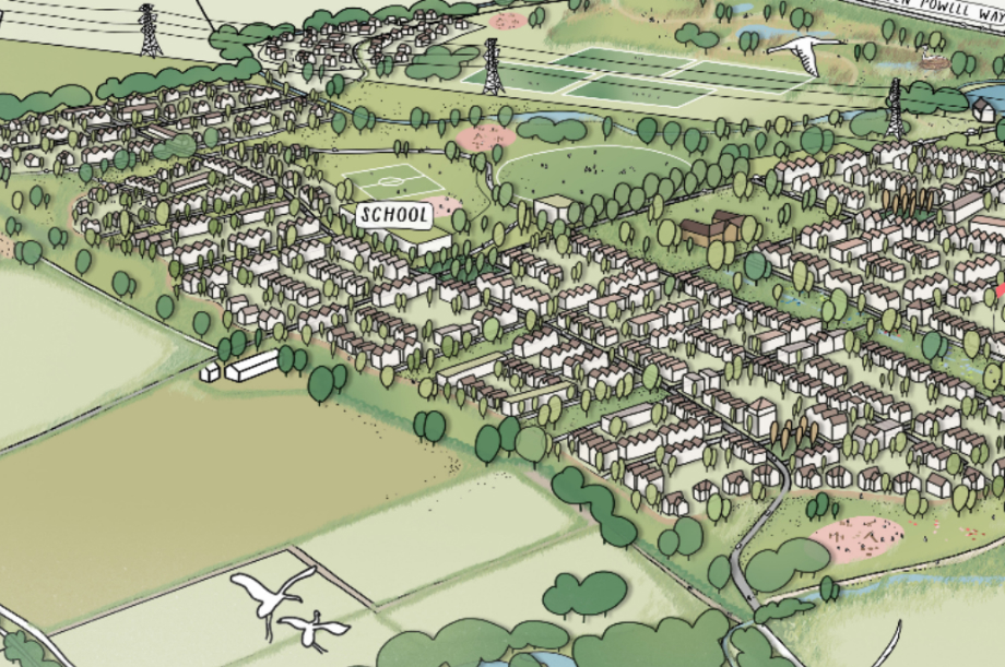 An artist's impression of plans for up to 1,500 homes near Biggleswade