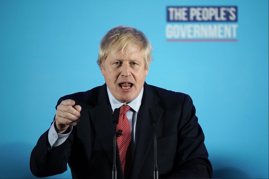 Prime minister Boris Johnson delivering his victory speech this morning. Pic: Getty Images